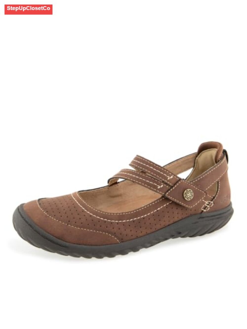 Women's Faux Leather Memory Foam Flats with Hook & Loop Strap